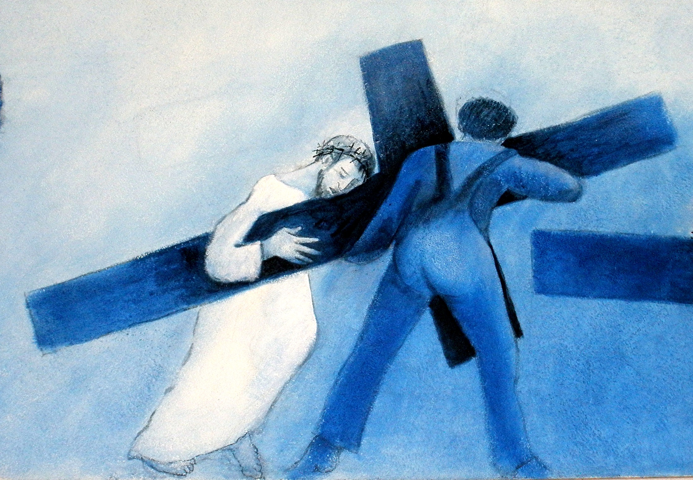 Simon von Cyrene hilft Jesus das Kreuz tragen