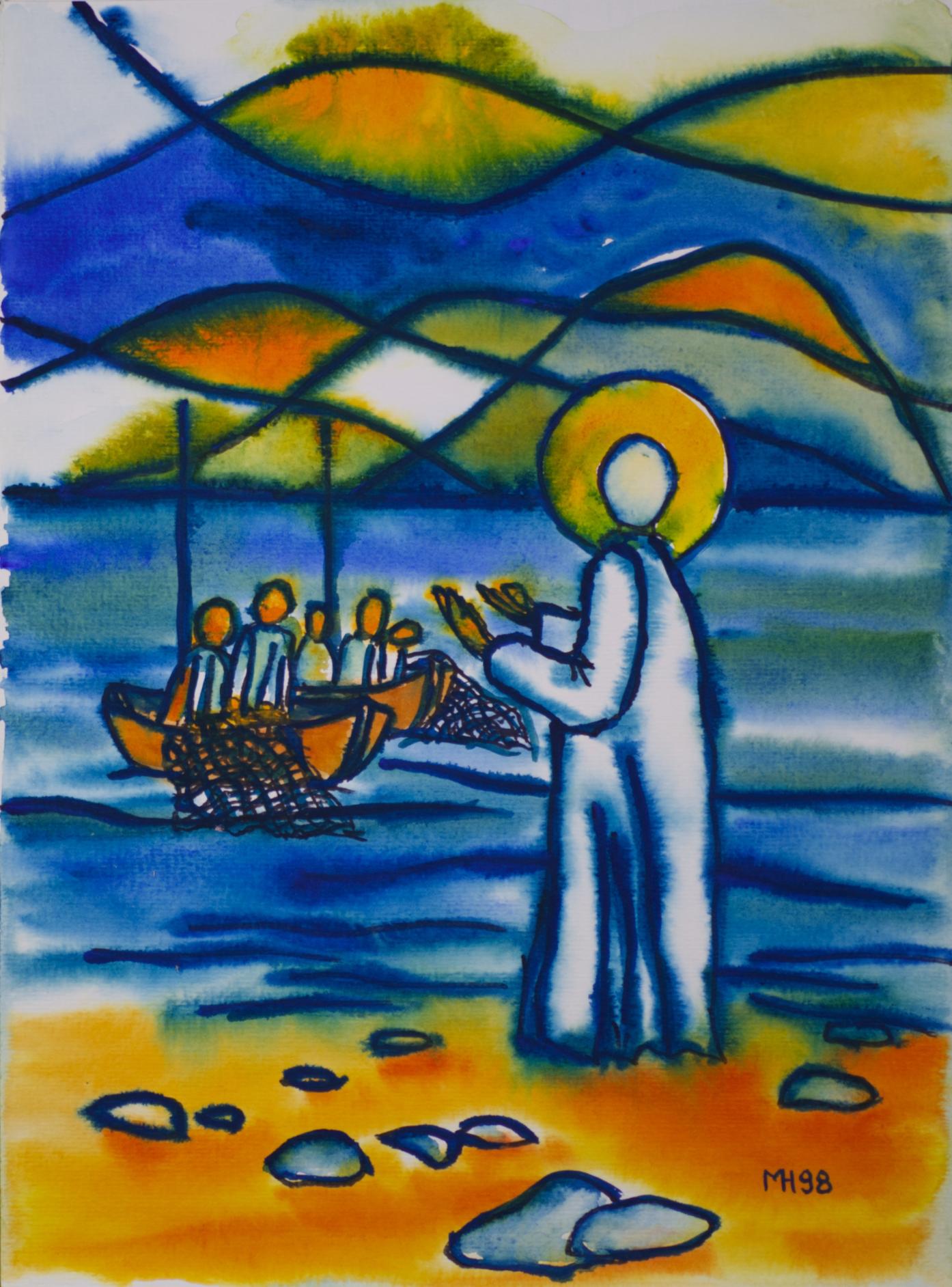 Fensterbild Fischer auf dem See - Die Berufung der ersten Jünger