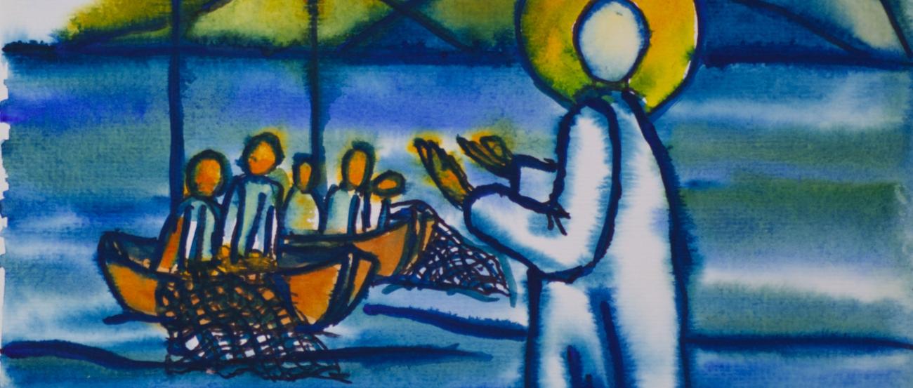 Fensterbild Fischer auf dem See - Die Berufung der ersten Jünger