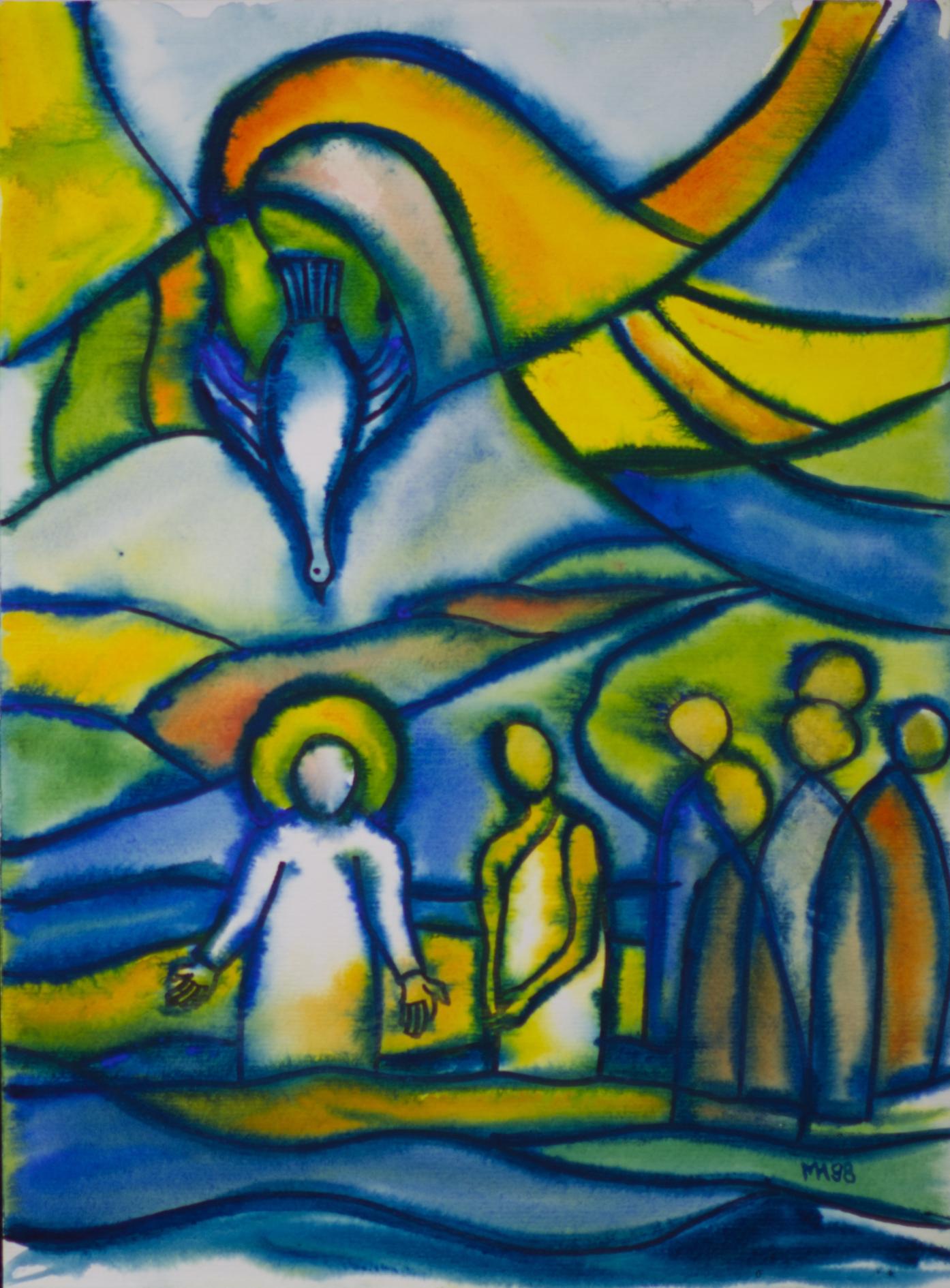 Glasmalerei von der Taufe Jesu