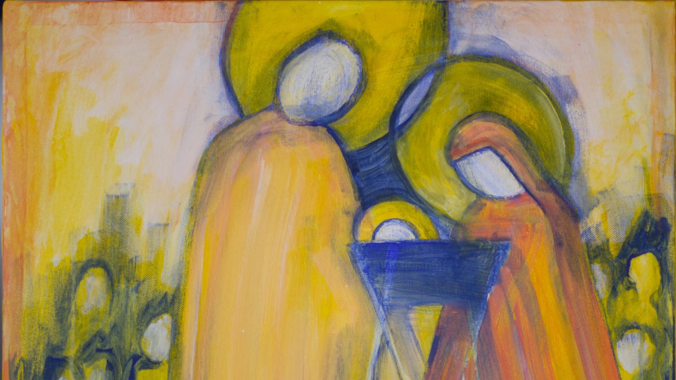 Krippendarstellung Josef Maria und die Krippe