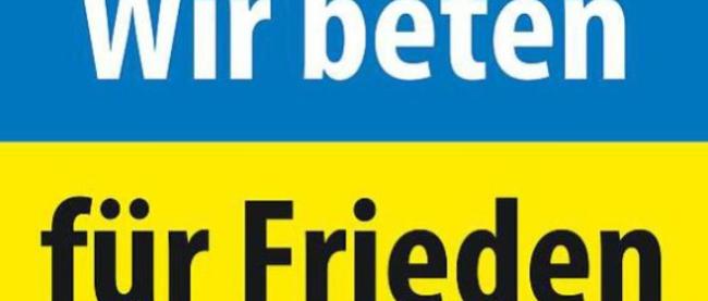 Das Logo heißt: Wir beten für Frieden
