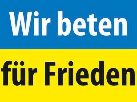 Das Logo heißt: Wir beten für Frieden