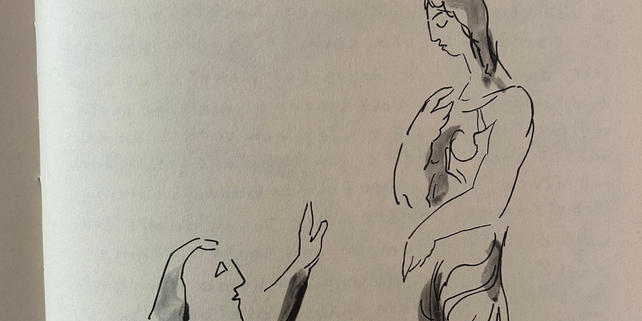 Jesus und die Ehebrecherin (Bücker-Bibel in St. Augustinus) Jesus und die Ehebrecherin