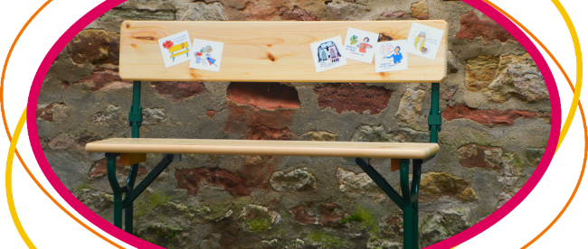 eine Biertischbank mit Rückenlehne