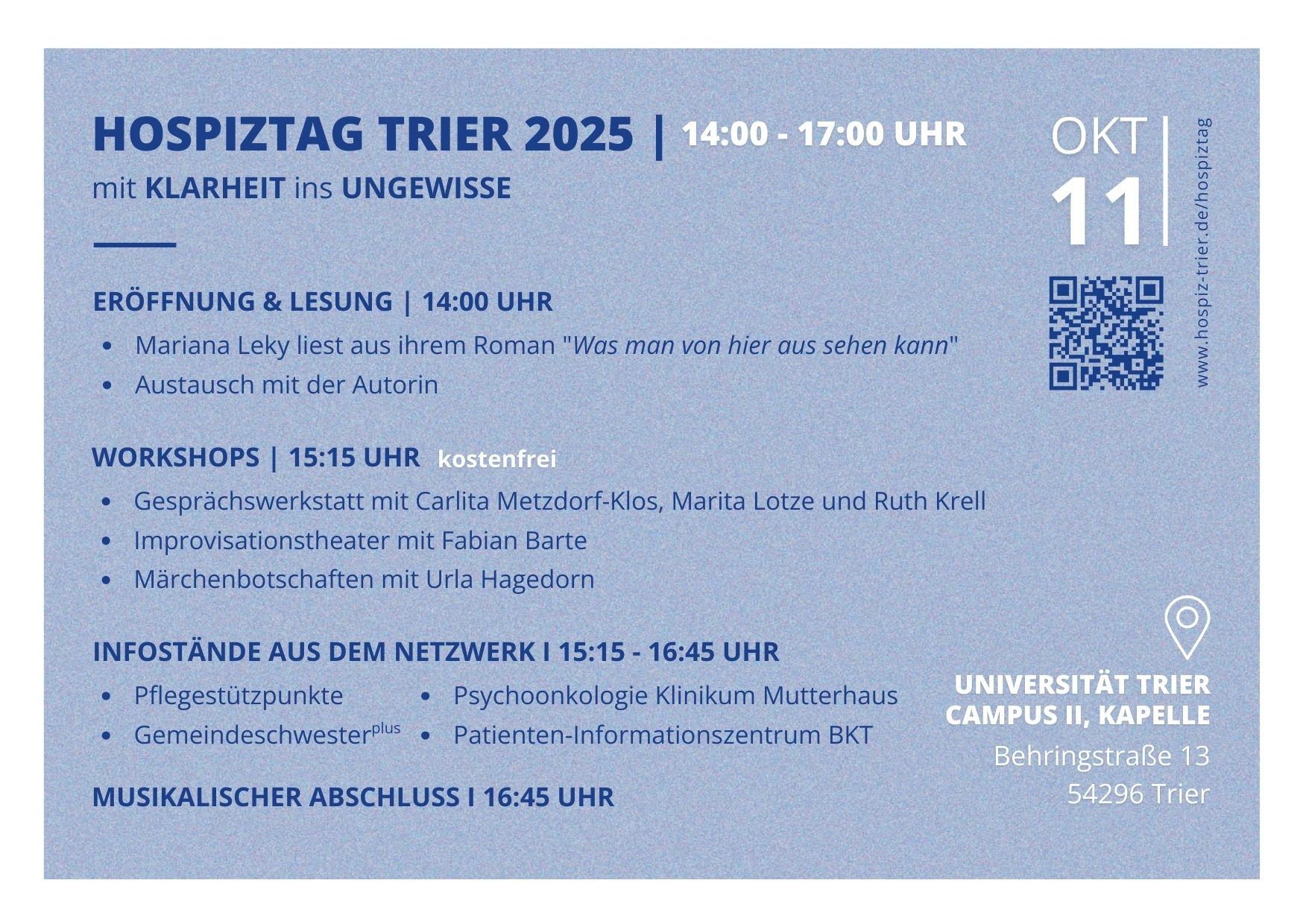 Das Programm ist auch im Fließtext abgebildet, auf dem Bild befindet sich auch der QR Code zum anmelden.