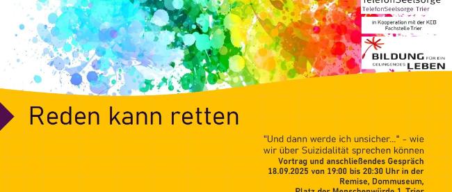 Der Flyer ist eine Einladung zur Fachtagung der Telefonseelsorge zum Thema Suizid am