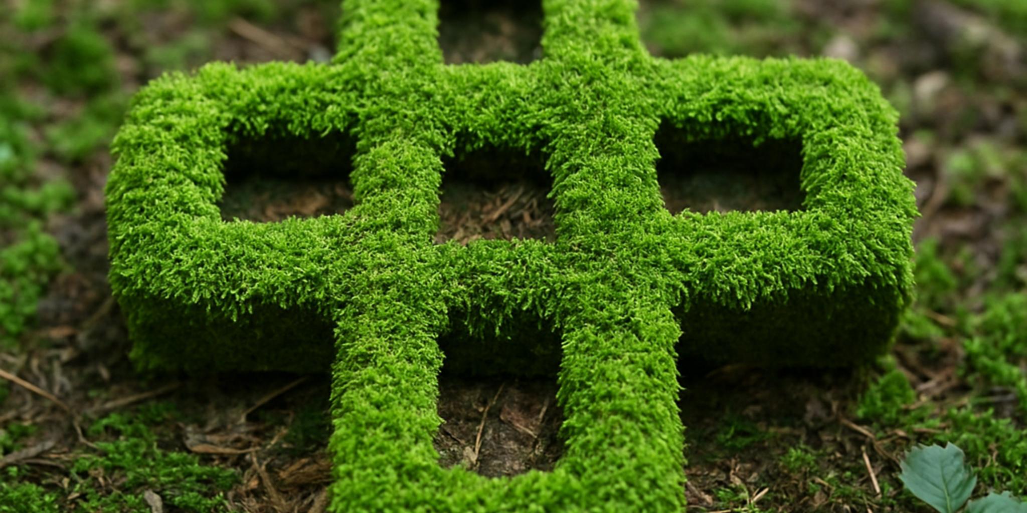 Kreuz aus grünem Moos auf Waldboden