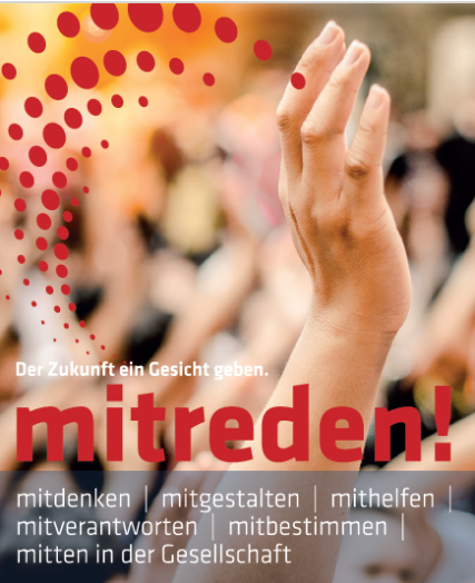 eine nach oben getreckte Hand und der Titel mitreden