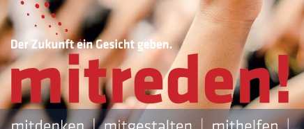 eine nach oben getreckte Hand und der Titel mitreden